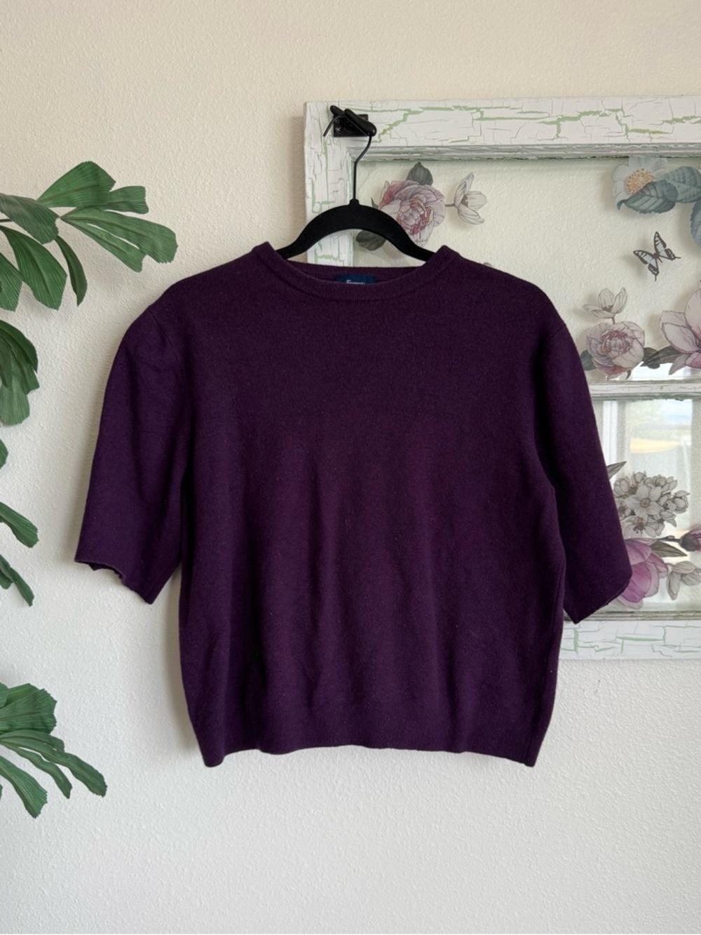 Façonnable Purple Short Sleeve Knit Sweater Women’s XL Classic Top